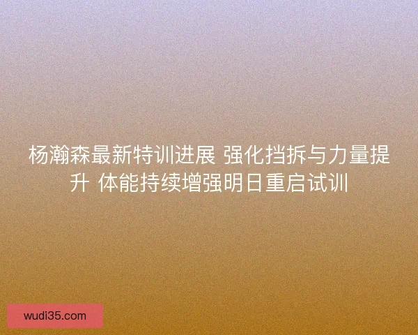杨瀚森最新特训进展 强化挡拆与力量提升 体能持续增强明日重启试训 杨瀚森最新特训进展 强化挡拆与力量提升 体能持续增强明日重启试训