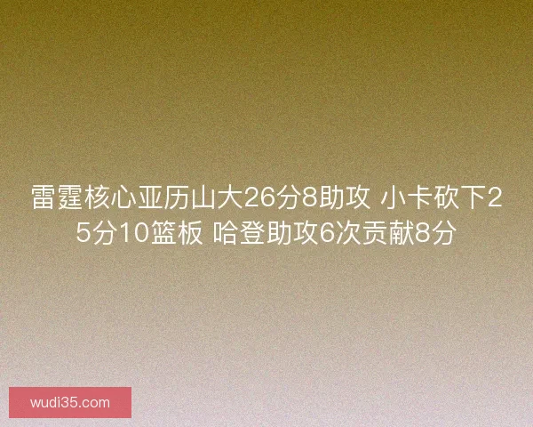 雷霆核心亚历山大26分8助攻 小卡砍下25分10篮板 哈登助攻6次贡献8分